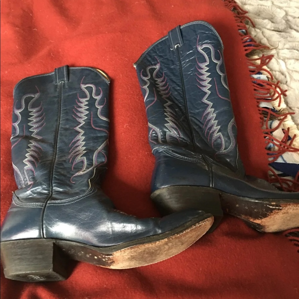 Navy and pink cowgirl boots